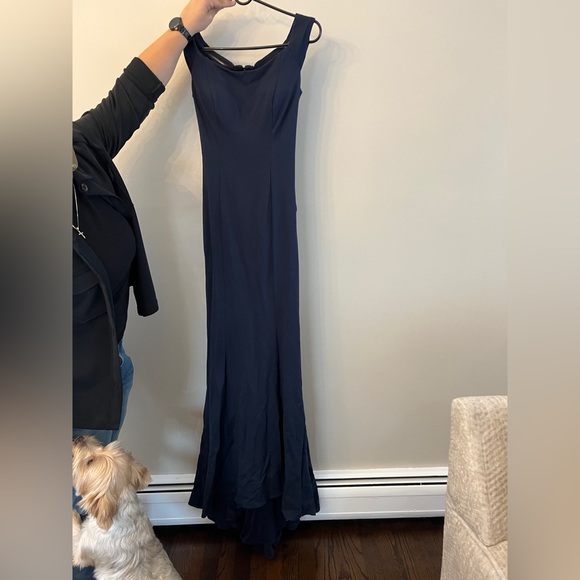 Navy Open Back Evening Gown - Picture 1 of 4